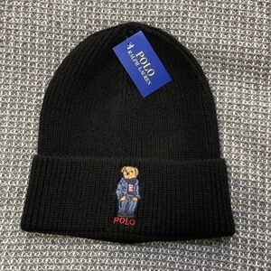 Polo Bear Embroidered Beanie Black